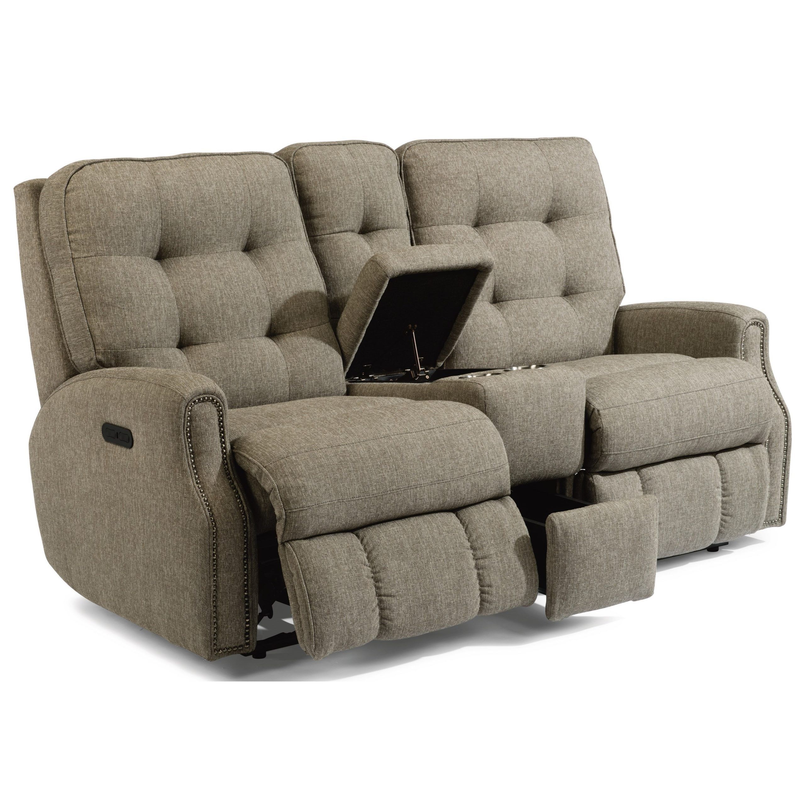 Flexsteel Devon Button Tufted Power Reclining Loveseat With Regard To Expedition Brown Power Reclining Sofas (View 13 of 15)