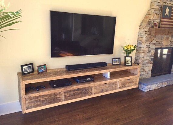 Floating Notched Leg Media Console / Tv Stand | Media Pertaining To Farmhouse Tv Stands For 75" Flat Screen With Console Table Storage Cabinet (View 12 of 15)