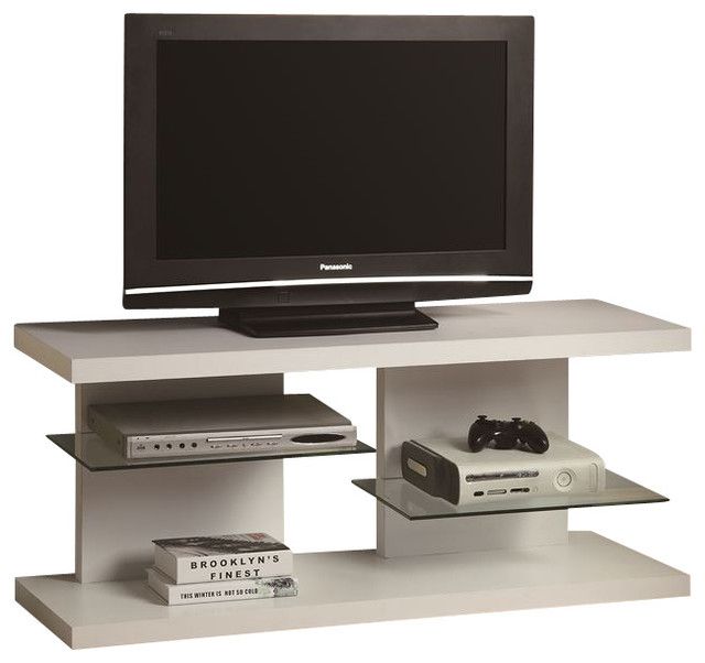 Floating Shelves Media Unit, White – Contemporary – Tv For Hannu Tv Media Unit White Stands (View 8 of 15)