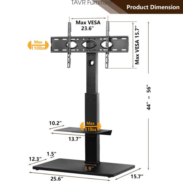 Floor Tv Stand With Swivel Mount And Height Adjustable For For Swivel Floor Tv Stands Height Adjustable (Photo 14 of 15)