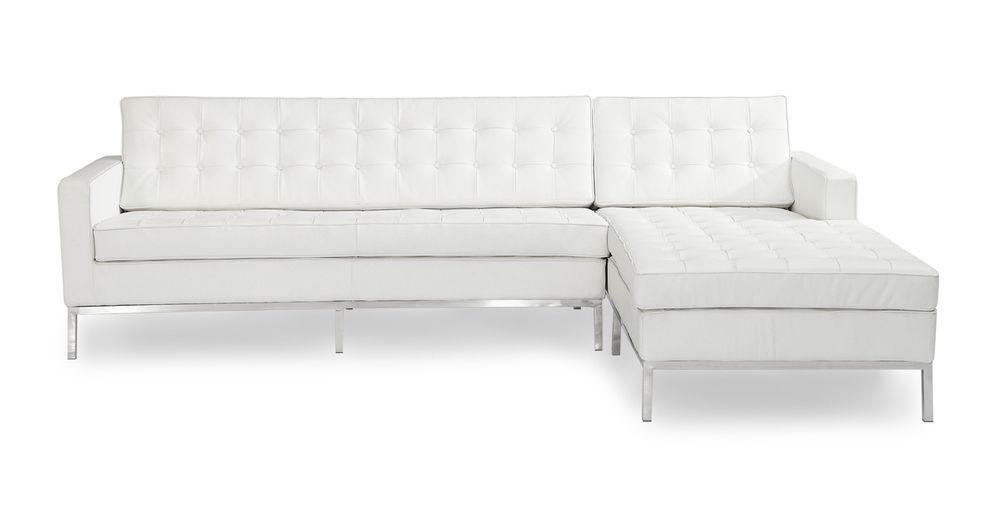 Florence Right Sectional, Pure White Leather | Mid Century Pertaining To Florence Mid Century Modern Velvet Right Sectional Sofas (View 4 of 15)