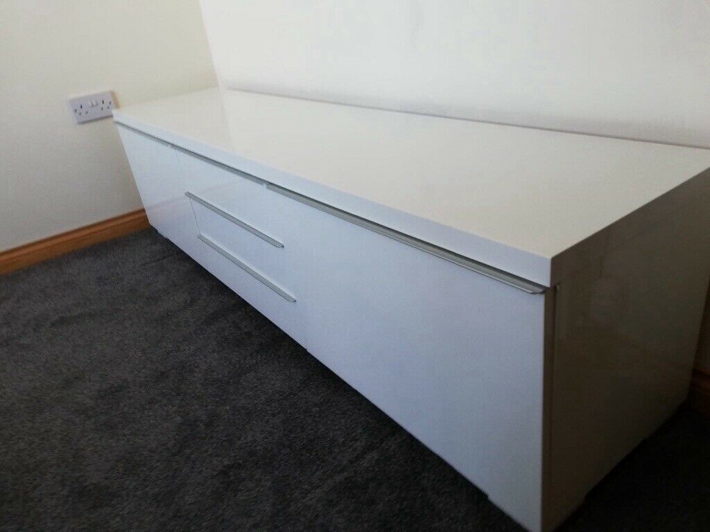 For Sale Ikea Besta Burs Tv Bench High Gloss White (View 2 of 15)