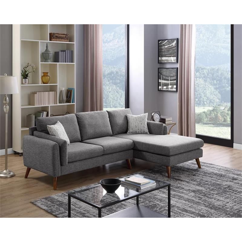 Founders Gray Mid Century Fabric Right Hand Facing In Kiefer Right Facing Sectional Sofas (View 12 of 15)