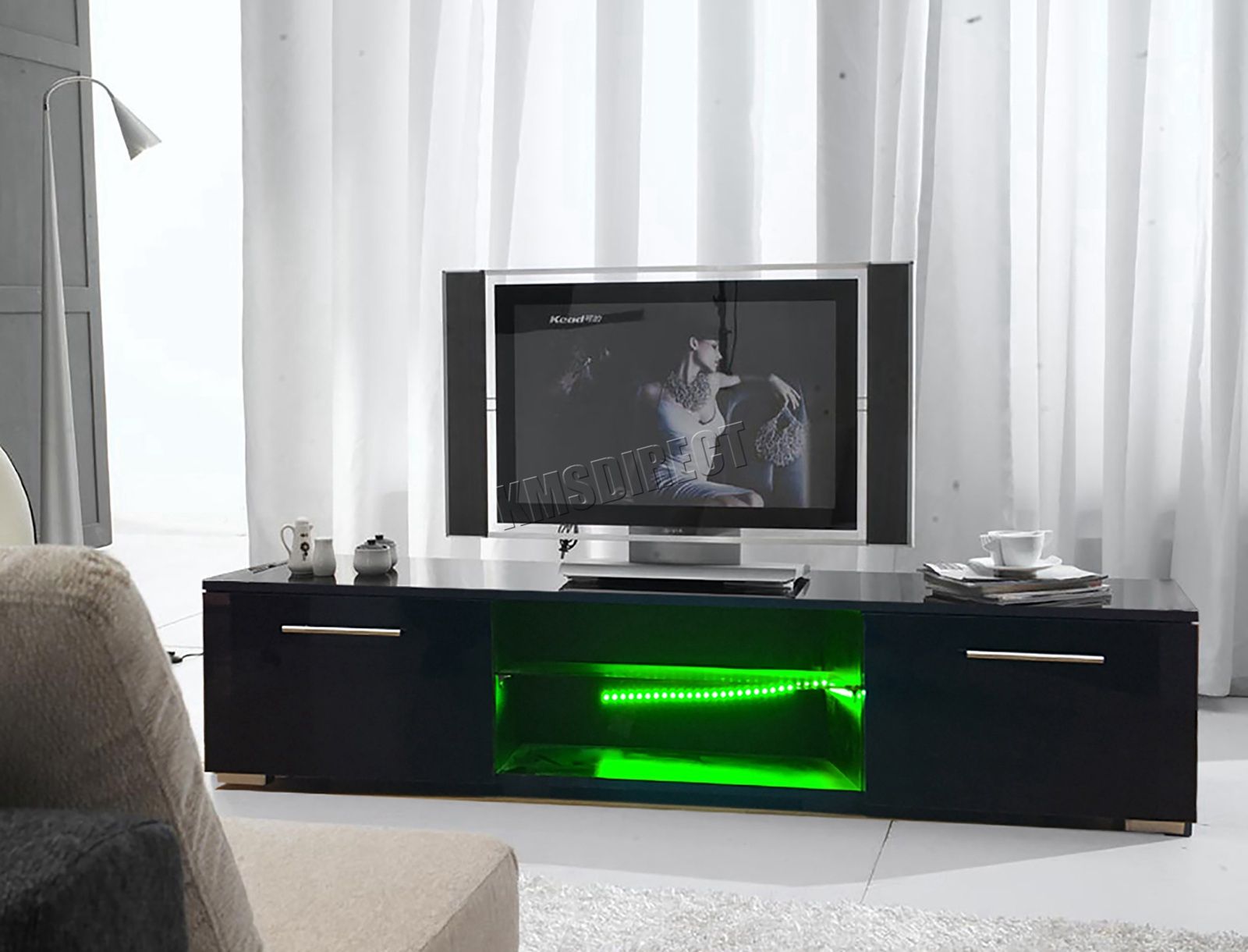 Foxhunter Modern High Gloss Matt Tv Cabinet Unit Stand Rgb Pertaining To Illuminated Tv Stands (View 3 of 15)