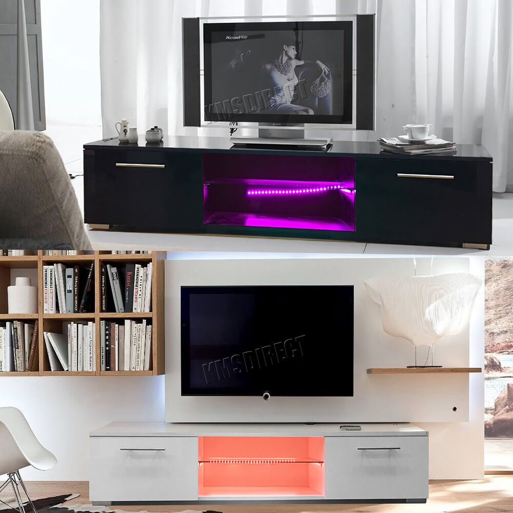 Foxhunter Modern High Gloss Matt Tv Cabinet Unit Stand Rgb With Regard To Modern High Gloss Tv Units (View 9 of 15)