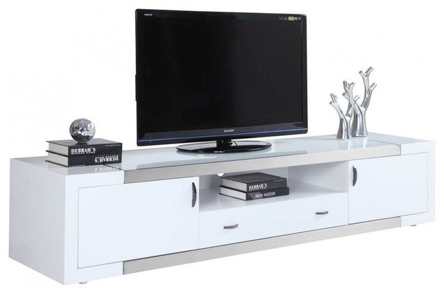 Franco High Gloss White Tv Stand – Modern – Entertainment Regarding Glossy White Tv Stands (View 13 of 15)
