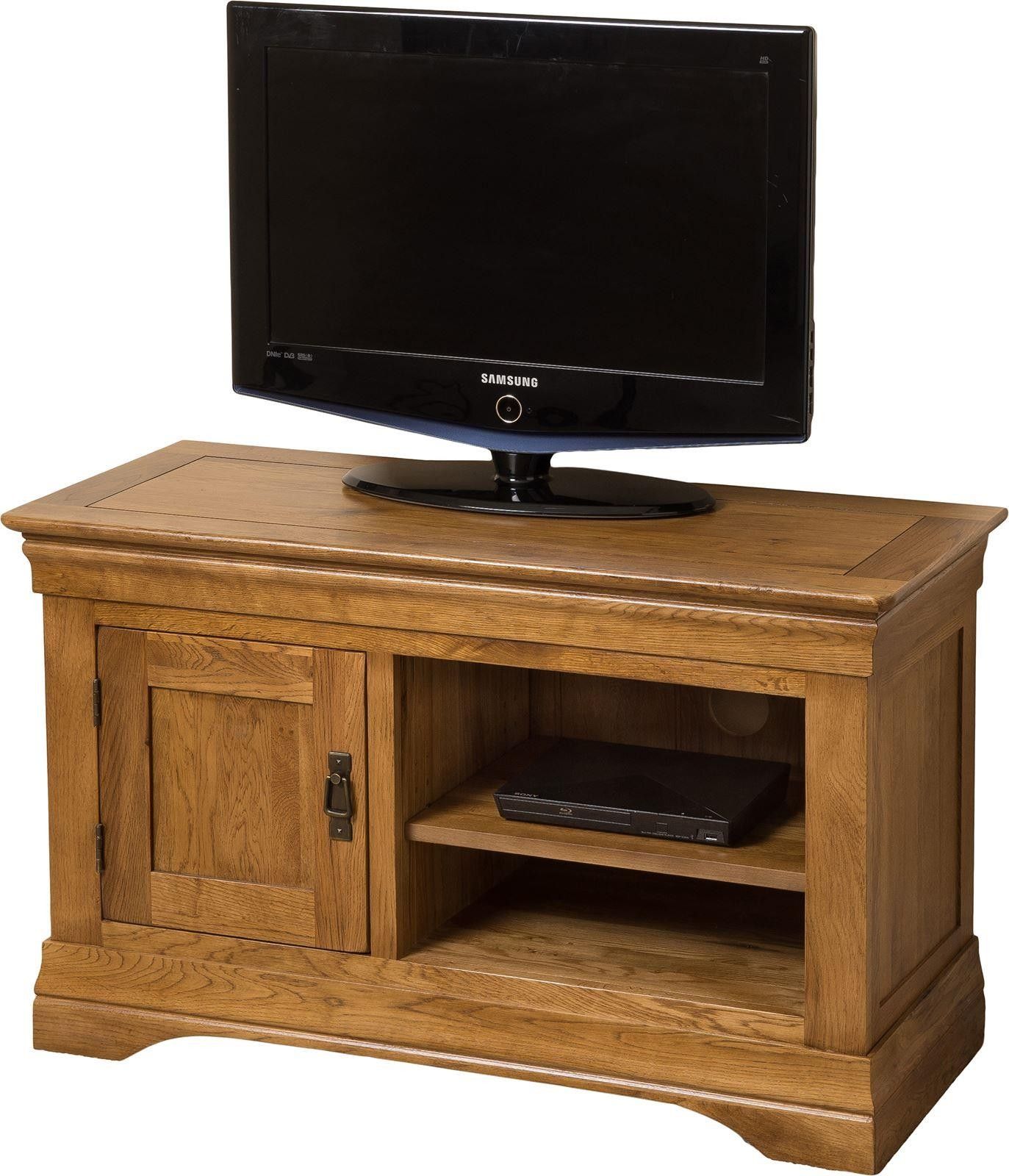 French Chateau Solid Oak Small Tv Cabinet | Modern Intended For Small Oak Tv Cabinets (View 1 of 15)