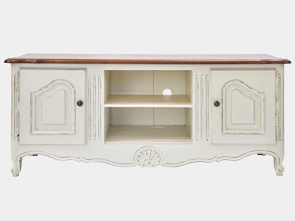 French Country Louis Xv Style Tv Cabinet – French White Inside French Country Tv Cabinets (Photo 3 of 15)