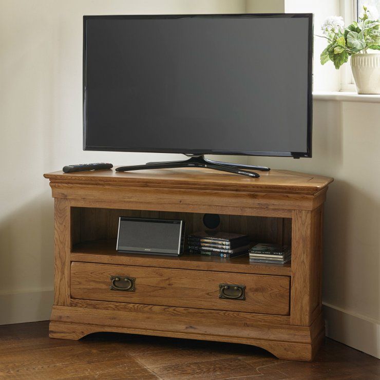 French Farmhouse Corner Tv Unit | Solid Oak | Oak With Regard To French Country Tv Cabinets (Photo 2 of 15)