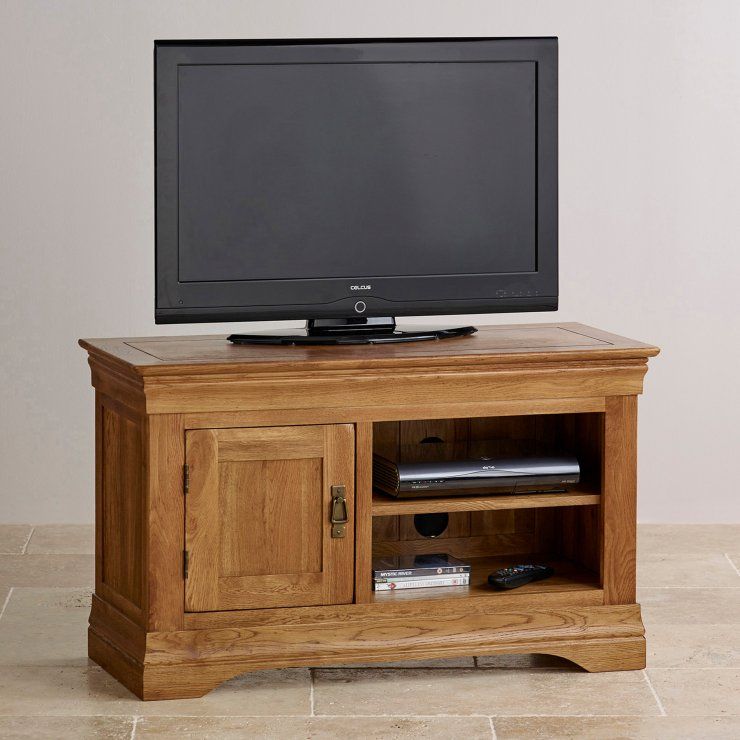 French Farmhouse Tv Cabinet | Solid Oak | Oak Furniture Land In Small Oak Tv Cabinets (View 3 of 15)