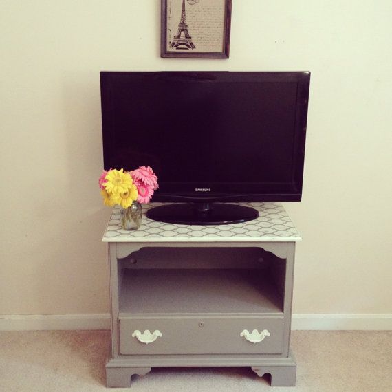 French Linen Tv Stand Or Nightstand – Chalk Painted In Casablanca Tv Stands (Photo 9 of 15)