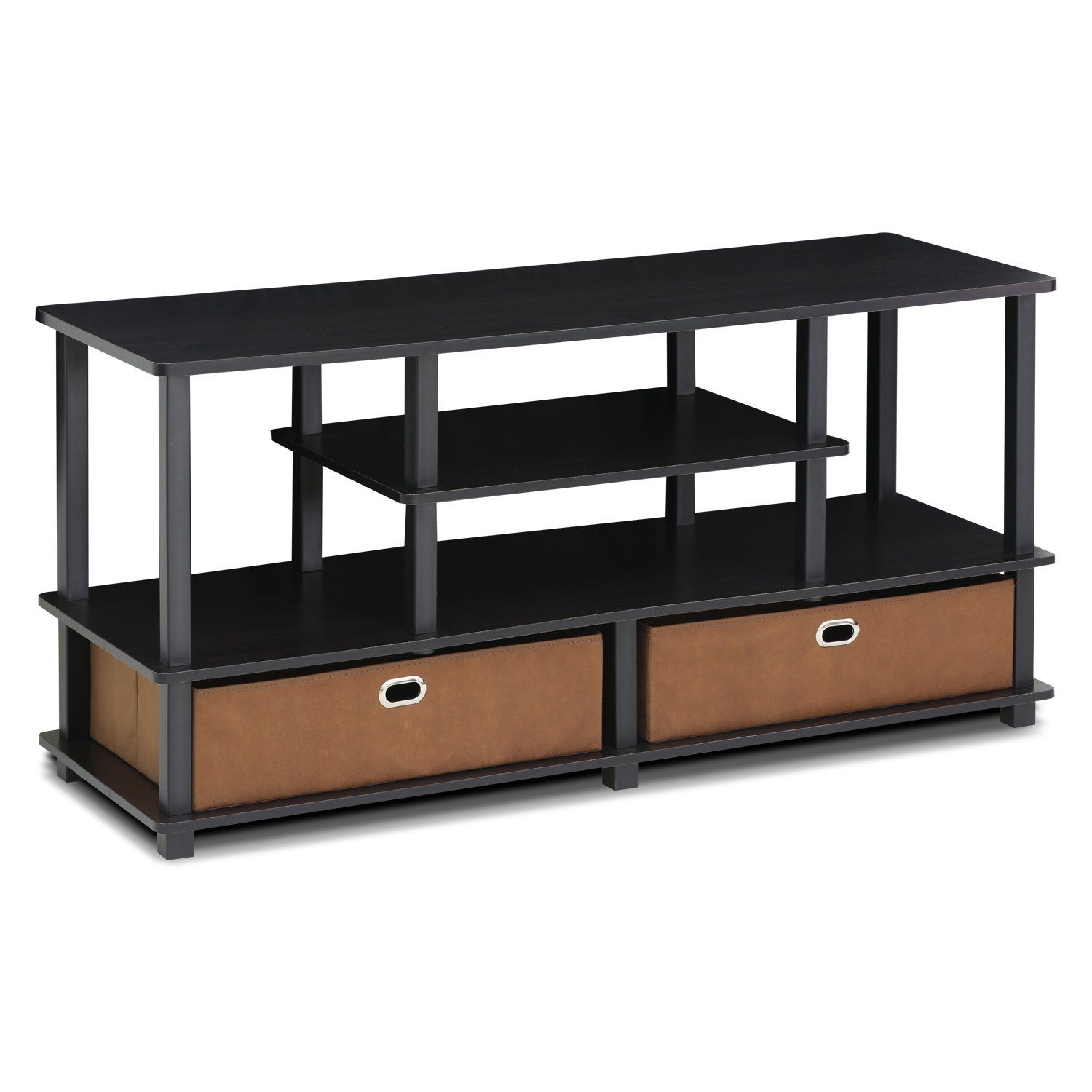 Furinno 15119exbkbr Jaya, Large Tv Stand For Up To 50 Inch Pertaining To Furinno Jaya Large Entertainment Center Tv Stands (View 2 of 15)