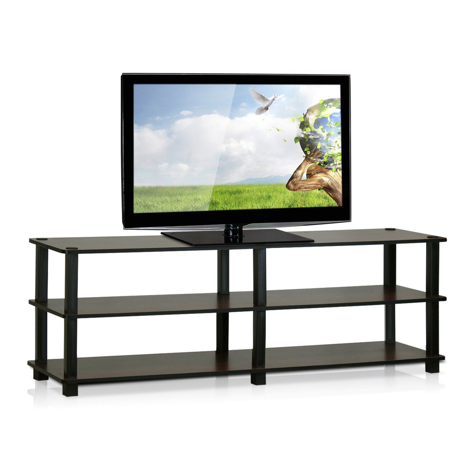 Furinno Furinno Turn S Tube Tv Stand & Reviews | Wayfair In Narrow Tv Stands For Flat Screens (Photo 10 of 15)