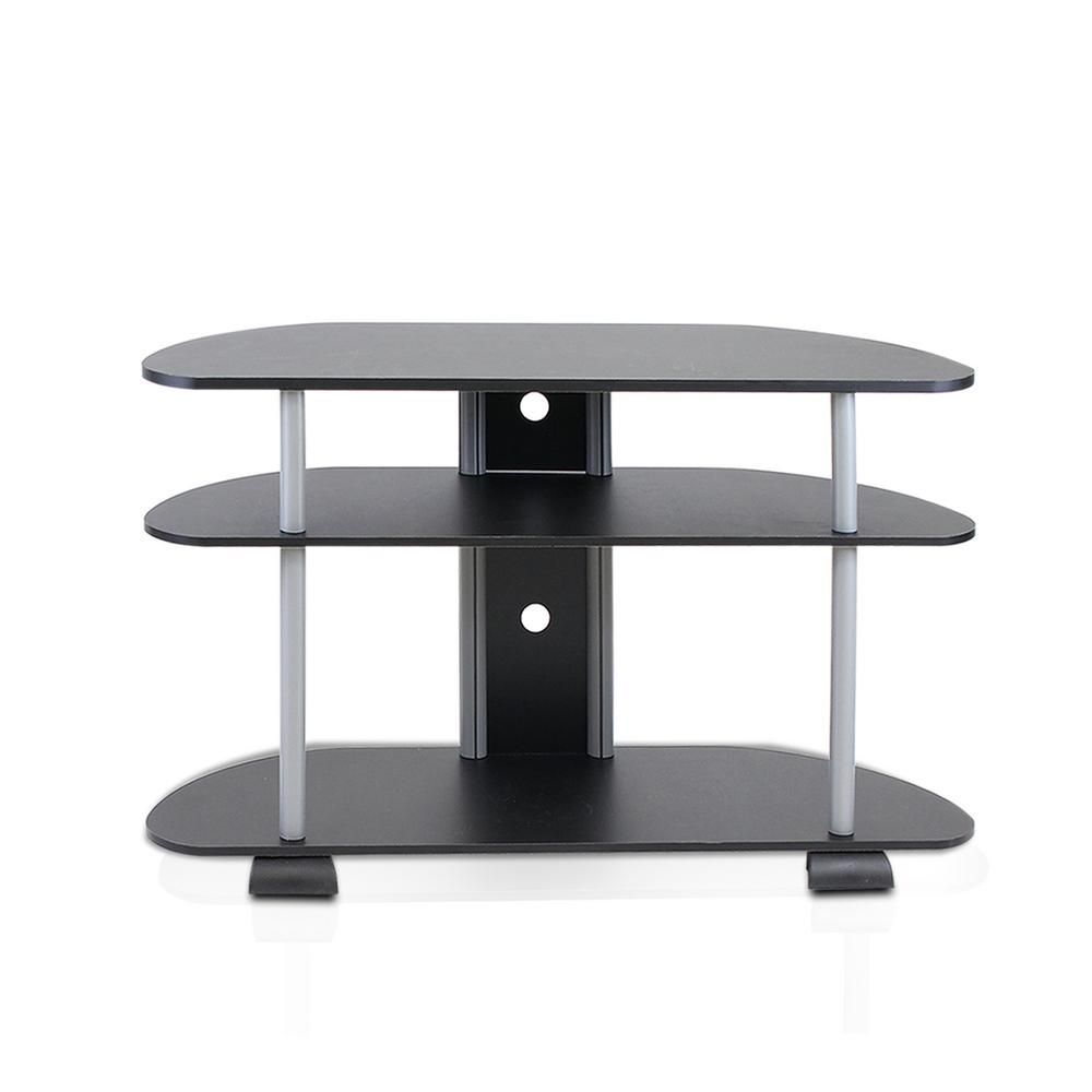 Furinno Turn N Tube Black 3 Shelf Tv Stand With Cable Regarding Furinno Jaya Large Entertainment Center Tv Stands (View 4 of 15)