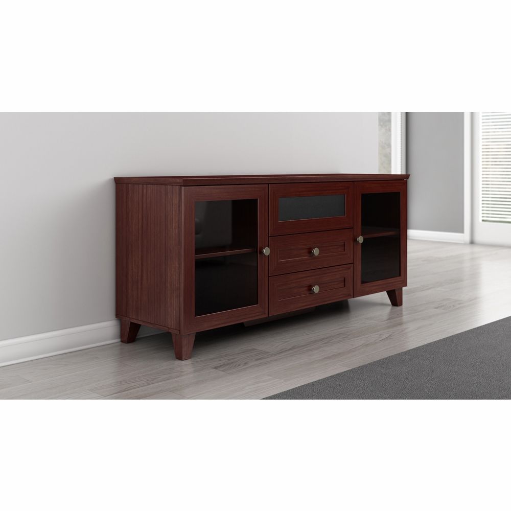 Furnitech – 61" Shaker Tv Stand In Dark Cherry Finish For Light Cherry Tv Stands (View 9 of 15)