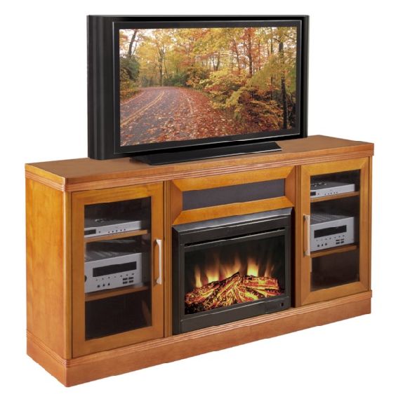 Furnitech 70" Transitional Tv Console W/ 25" Electric Throughout Light Cherry Tv Stands (View 3 of 15)