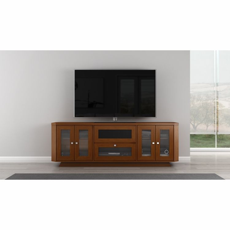 Furnitech – 70" Transitional Tv Stand In Light Cherry With Regard To Light Colored Tv Stands (View 7 of 15)