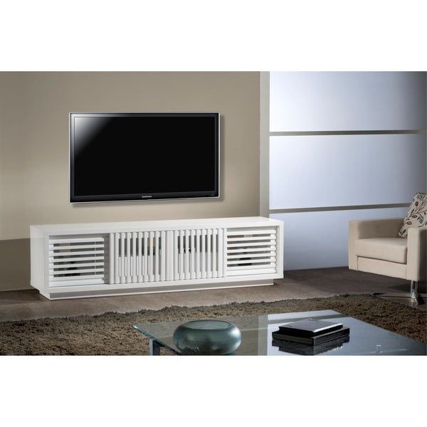 Furnitech Contemporary High Gloss White Lacquer Tv Stand Pertaining To Modern White Lacquer Tv Stands (View 6 of 15)