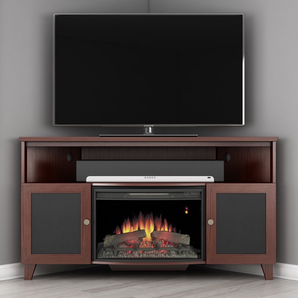 Furnitech Ft61sccfb Shaker Corner Tv Stand Console With For Electric Fireplace Tv Stands With Shelf (Photo 1 of 15)