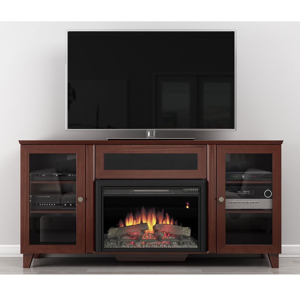 Furnitech Ft70scfb Shaker Tv Stand Console With Electric Throughout 50 Inch Fireplace Tv Stands (View 2 of 15)