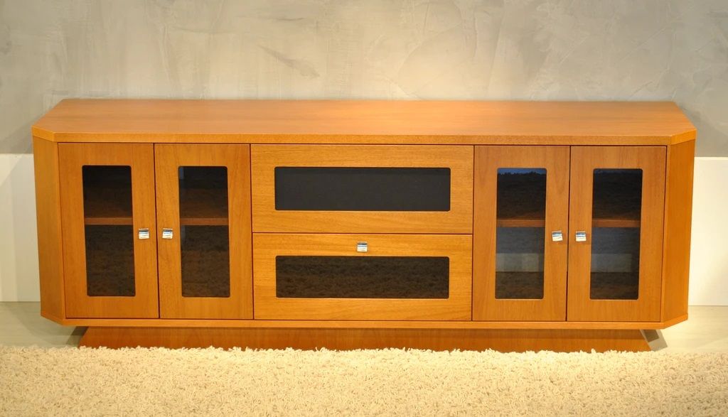 Furnitech Ft71crclc Transitional Tv Stand Media Console Up With Regard To Light Cherry Tv Stands (View 12 of 15)