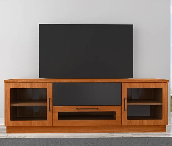 Furnitech Ft72cclc Contemporary Tv Stand Media Console Up In Light Cherry Tv Stands (View 5 of 15)