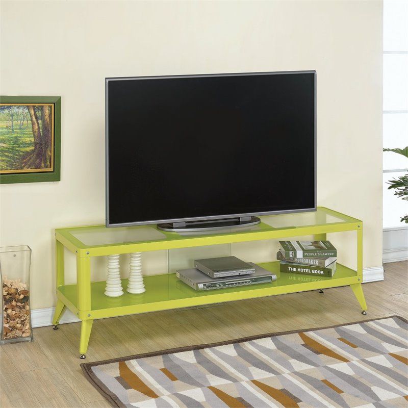 Furniture Of America Elton Modern Metal 60" Tv Stand In With Regard To Green Tv Stands (Photo 2 of 15)