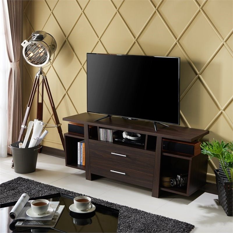 Furniture Of America Lolo Modern 59 Inch Wood Tv Stand In Throughout Wenge Tv Cabinets (View 2 of 15)