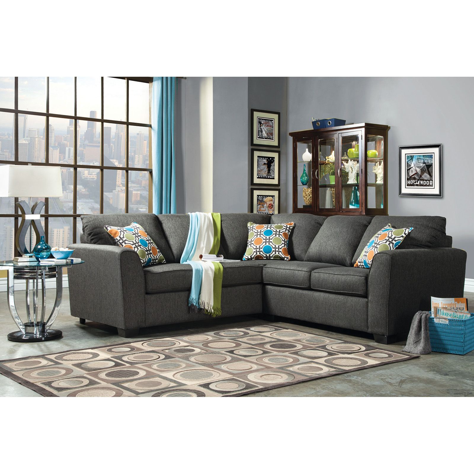 Furniture Of America Parker 2 Piece Fabric Sectional Sofa Intended For Sectional Sofas In Gray (Photo 7 of 15)