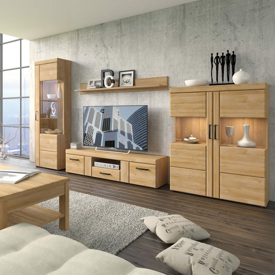 Furniture To Go Cortina 2 Door 1 Drawer Wide Tv Cabinet Oak Intended For Oak Tv Cabinet With Doors (Photo 15 of 15)