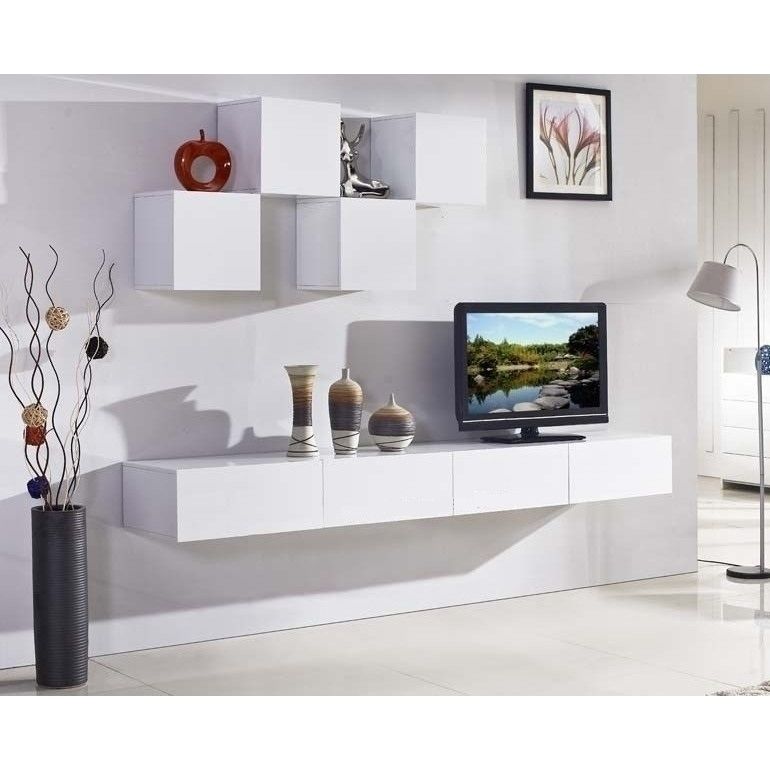 Galaxi Floating Tv Cabinet In Gloss White  (View 6 of 15)