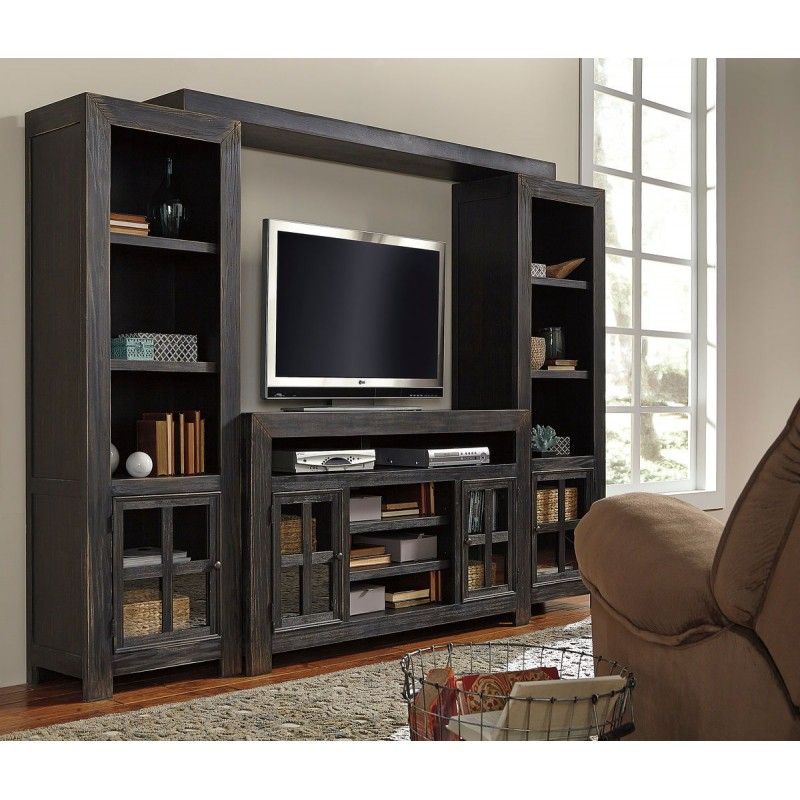Gavelston – Black – Entertainment Center – Large Tv Stand Inside Large Tv Cabinets (Photo 14 of 15)