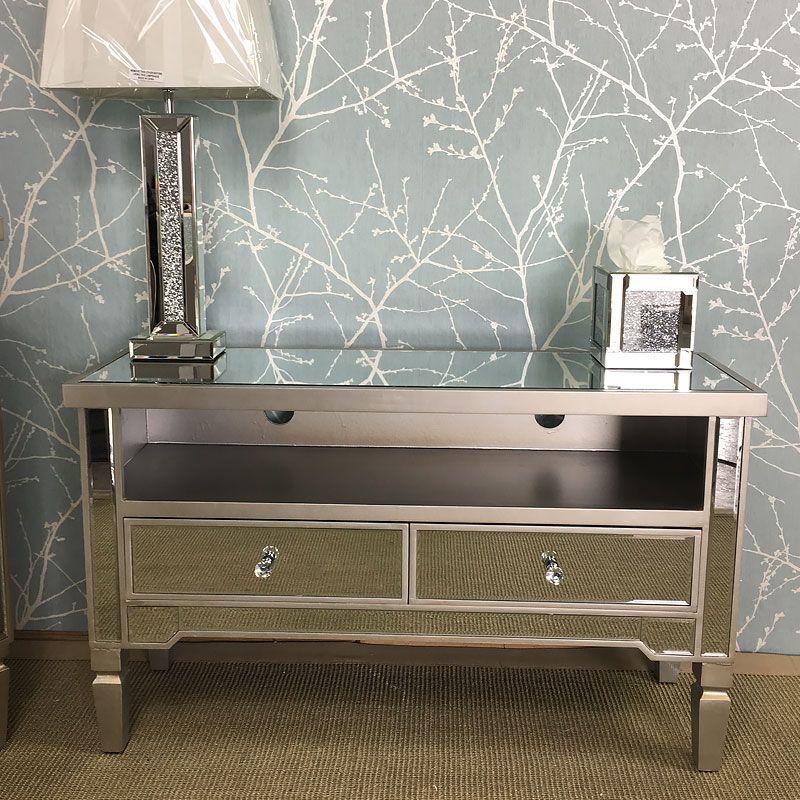 Georgia Antique Silver Mirrored Tv Entertainment Stand Pertaining To Fitzgerald Mirrored Tv Stands (Photo 11 of 15)