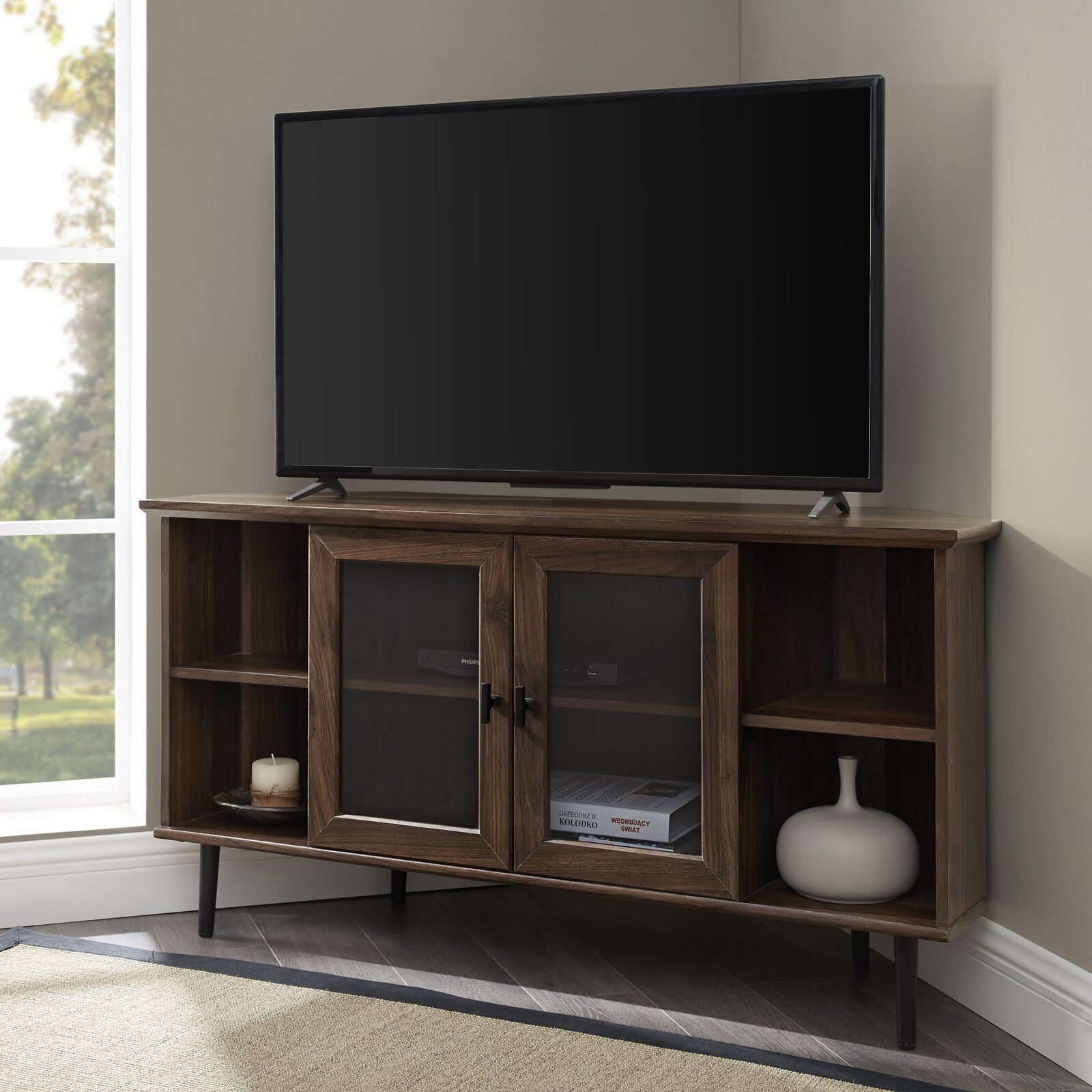 Gerardo Corner Tv Stand For Tvs Up To 55" & Reviews | Joss Throughout Modern Corner Tv Stands (View 2 of 15)