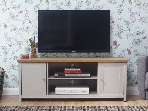 Gfw Lancaster Grey And Oak 2 Door Large Tv Cabinet (flat With Regard To Lancaster Small Tv Stands (View 5 of 15)
