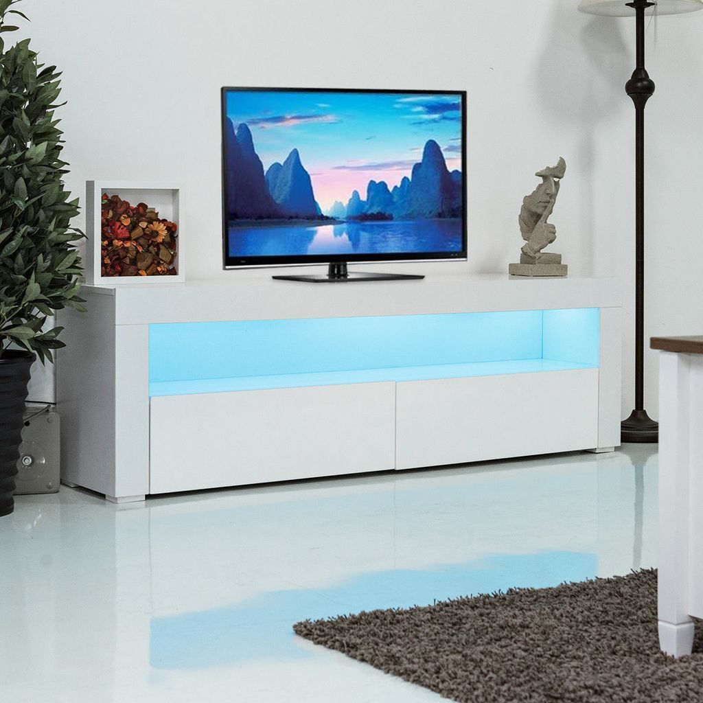 Giantex Living Room Tv Stand Unit Cabinet Console Throughout Ktaxon Modern High Gloss Tv Stands With Led Drawer And Shelves (View 3 of 15)