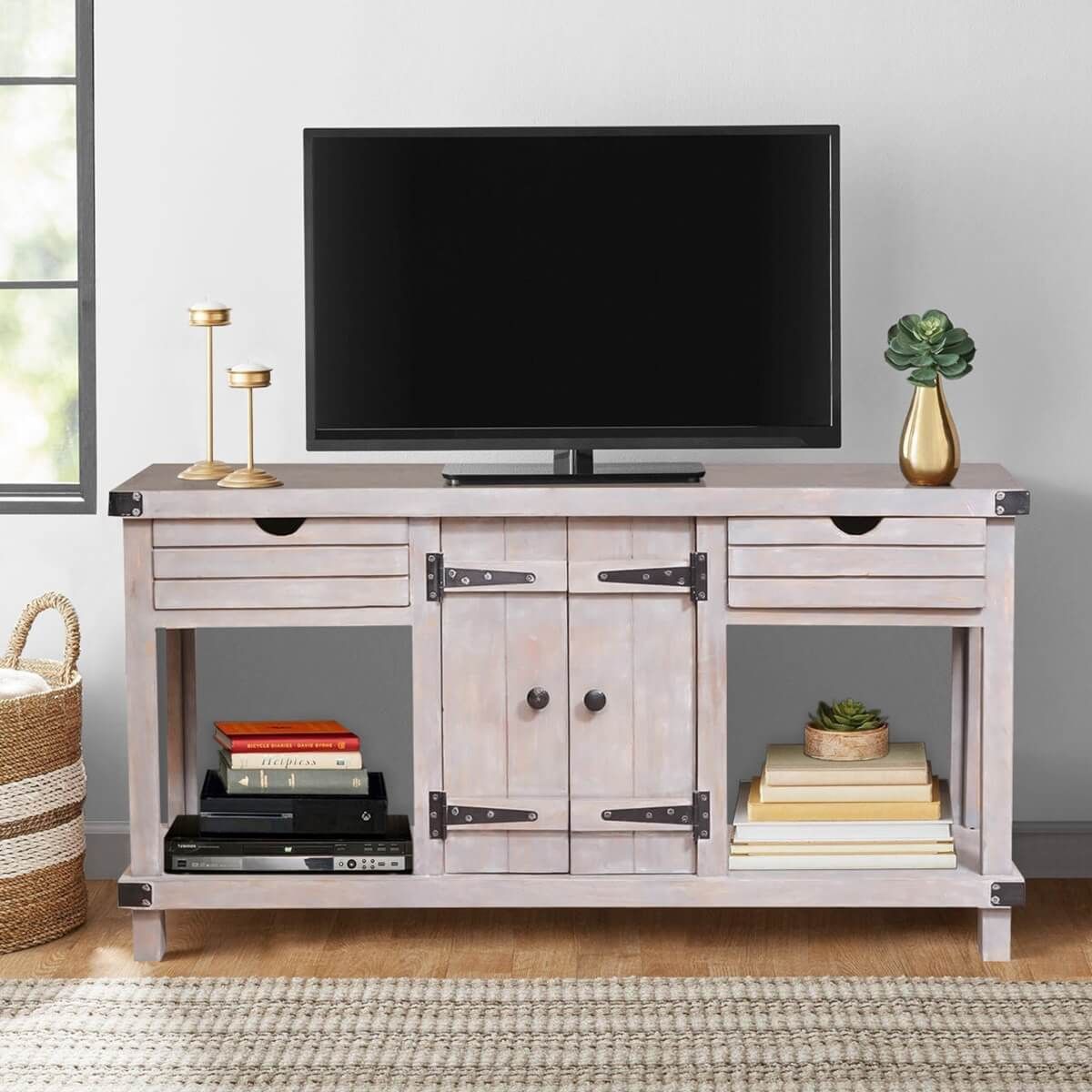 Gibsland Reclaimed Wood 2 Drawer Media Console Tv Stand Table With Regard To Manhattan 2 Drawer Media Tv Stands (Photo 1 of 15)