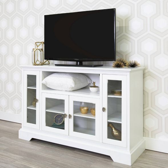 Glass Door Traditional Highboy Tv Stand For Tvs Up To 58 In Glass Doors Corner Tv Stands For Tvs Upto 42&quot; (View 2 of 15)