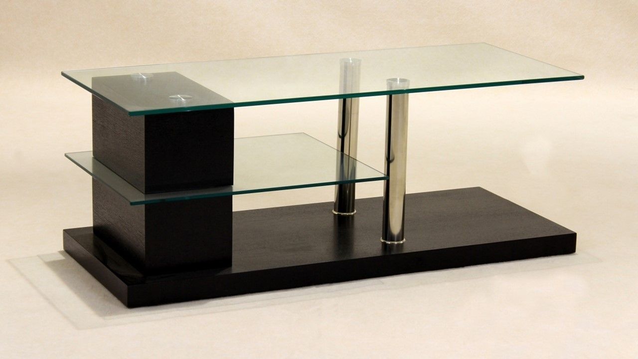 Glass Tv Unit Wood Veneer Base – Homegenies Inside Wood Tv Stand With Glass Top (Photo 14 of 15)