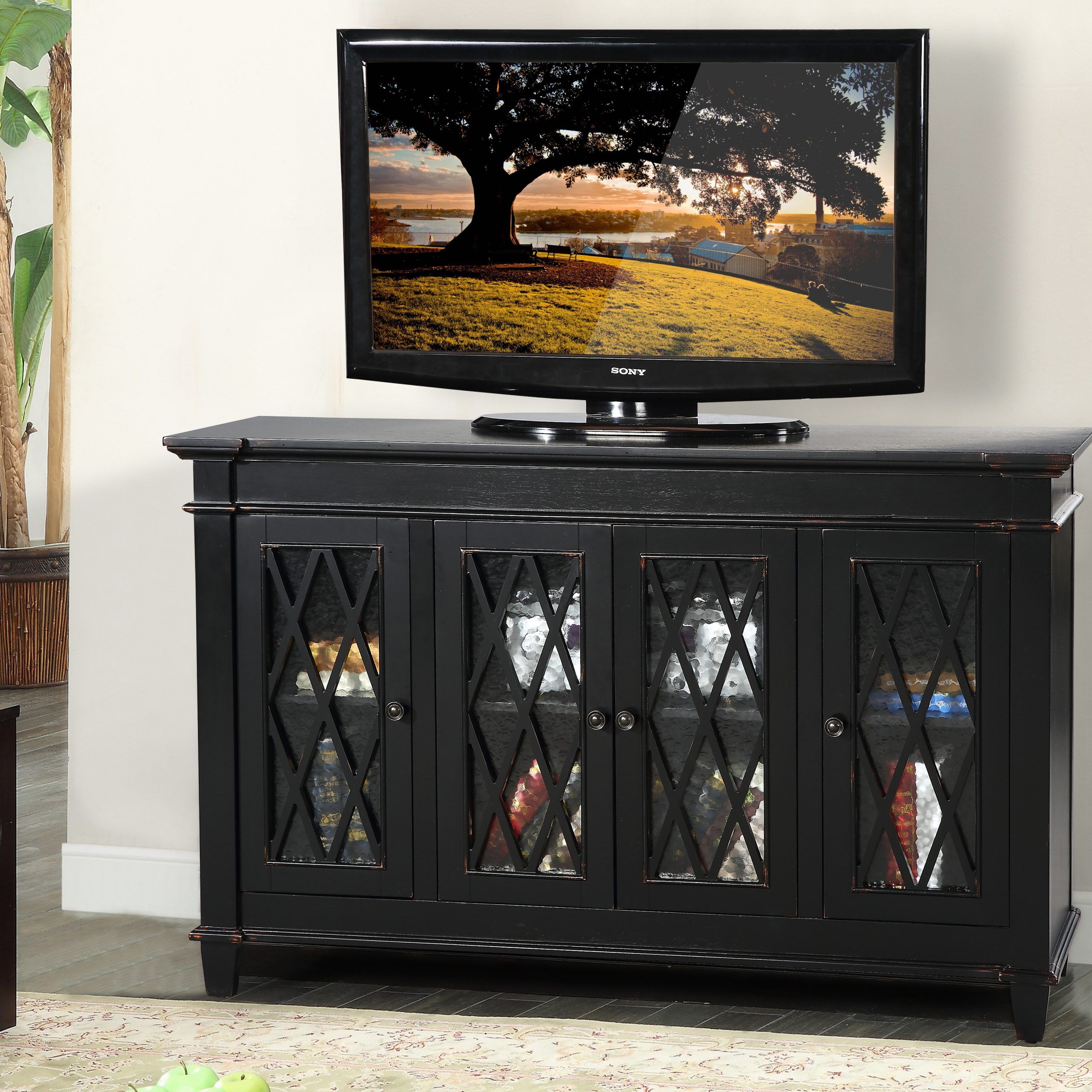 Glenwillow Home 56" Wide Tv Stand/accent Cabinet With For Wide Tv Cabinets (View 5 of 15)