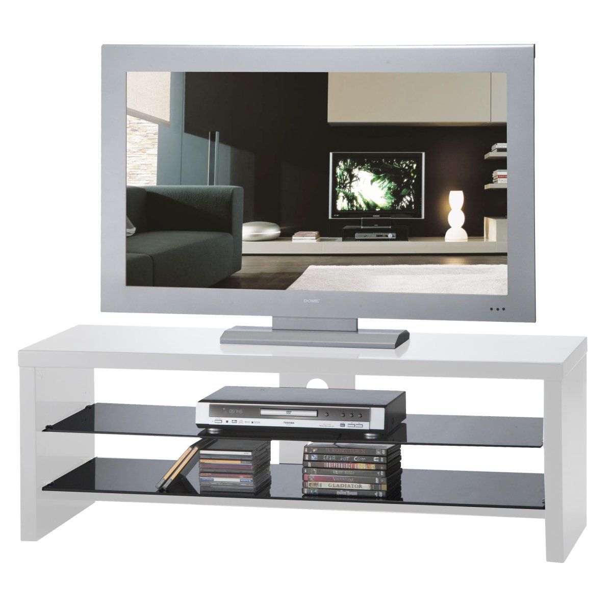 Gloss White Dome Tv Stand Flat Screen 40 + Inch | Ebay Regarding Tall Tv Stands For Flat Screen (View 8 of 15)