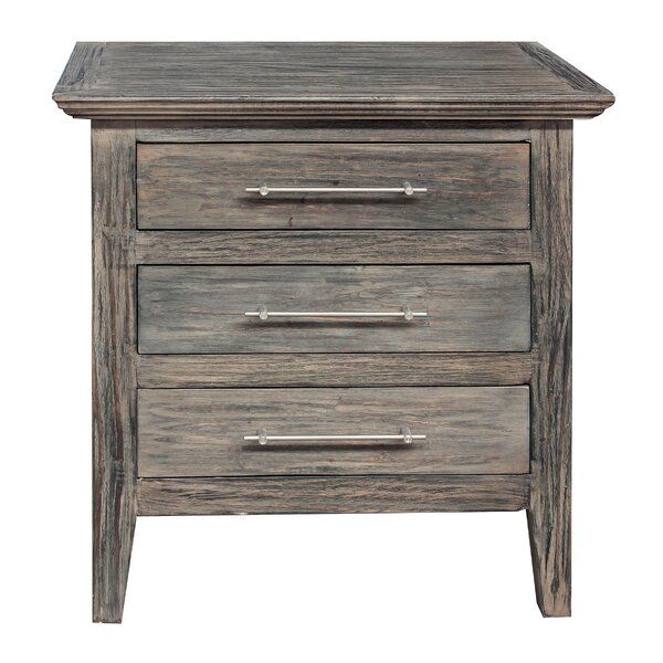 Gracie Oaks Aneres 3 – Drawer Solid Wood Nightstand In In Gracie Chocolate Sofas (View 9 of 15)
