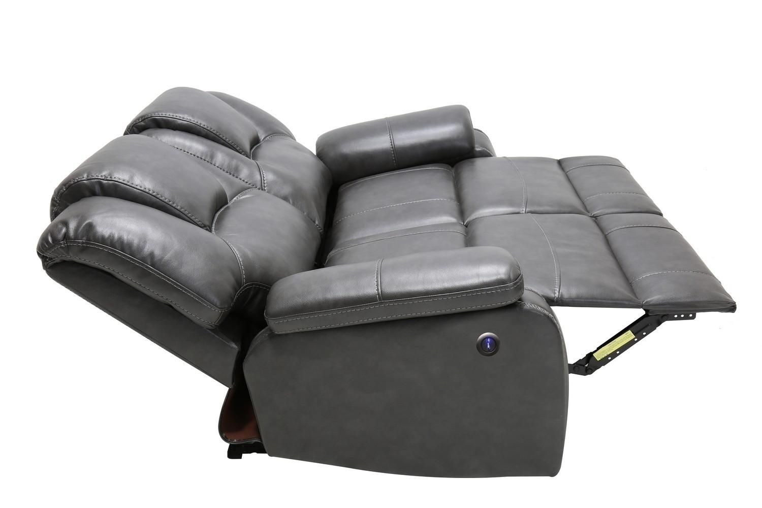 Gray Air Leather Power Reclining Sofa Set 3 Pcs Pertaining To Pacifica Gray Power Reclining Sofas (View 15 of 15)