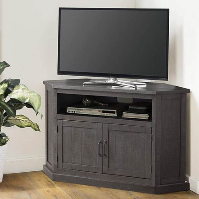 Gray Rustic Corner Tv Stand Pertaining To Off White Corner Tv Stands (View 3 of 15)
