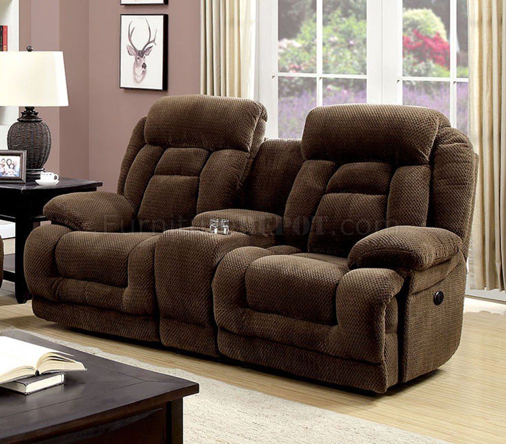 Grenville Power Reclining Sofa Cm6010pm In Brown Fabric W Throughout Power Reclining Sofas (View 9 of 15)