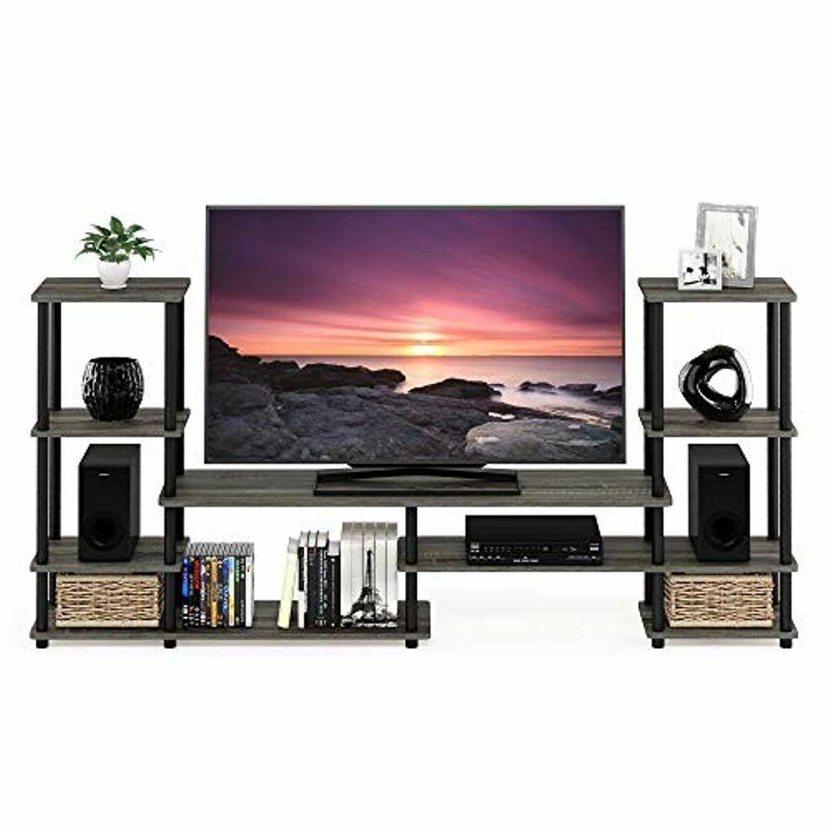 Grey Entertainment Center 50 Inch Tv Stand Tall Modern Luxury Within Wooden Tv Stands For 50 Inch Tv (View 3 of 15)