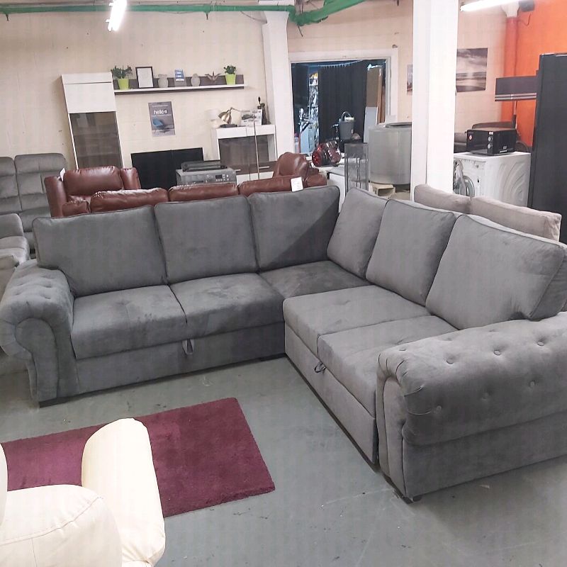 Grey Fabric Corner Sofa Bed + Storage | In Bolton Within Prato Storage Sectional Futon Sofas (View 3 of 15)