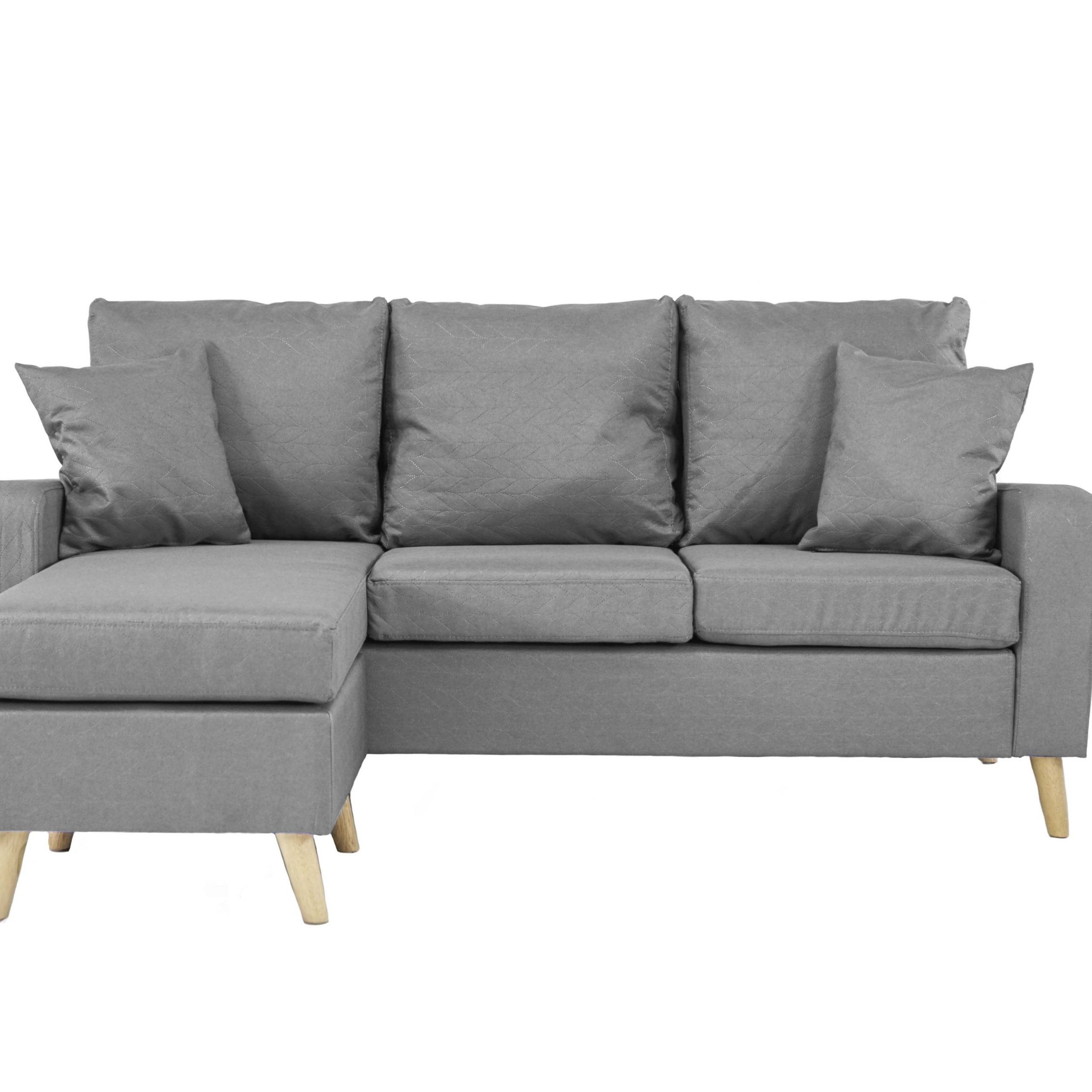 Grey Small Space Configurable L Shape Couch Sectional Sofa With Regard To Dulce Mid Century Chaise Sofas Light Gray (Photo 1 of 15)