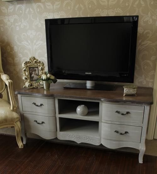 Grey Tv Unit – Melody Maison® | Shabby Chic Tv Stand Throughout Shabby Chic Tv Cabinet (View 7 of 15)