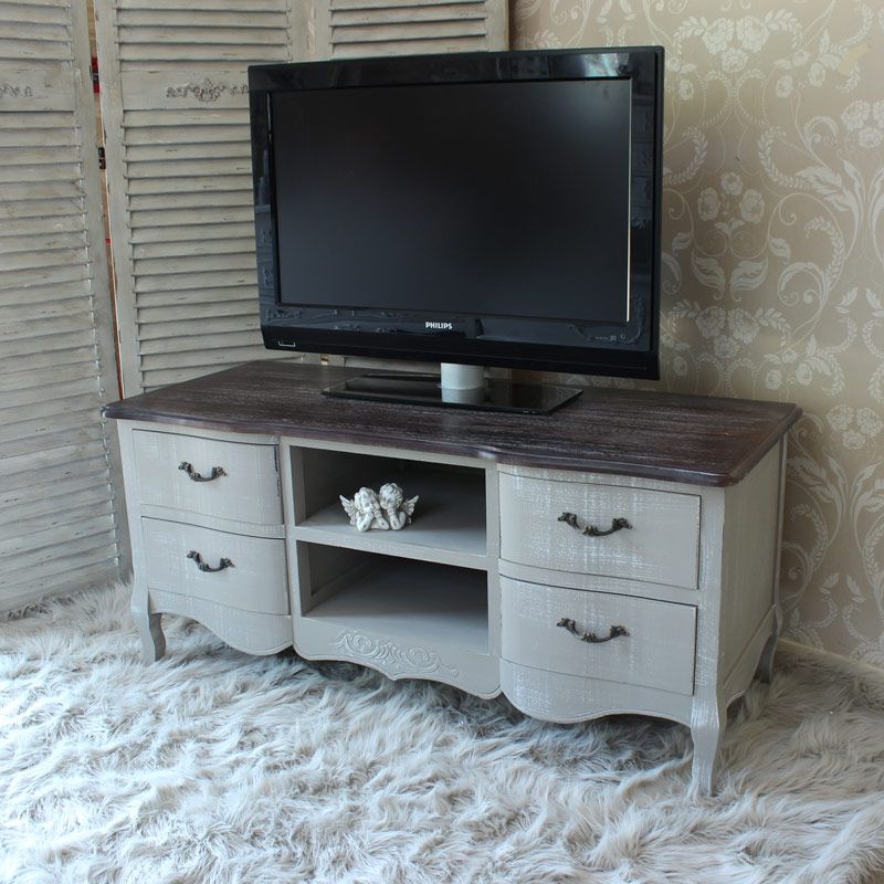 Grey Tv Unit – Melody Maison® Within Compton Ivory Corner Tv Stands With Baskets (View 5 of 15)
